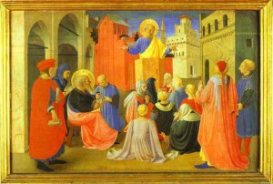 Fra Angelico, Linaiuoli Tabernacle Peter Preaching źródło: book530.com