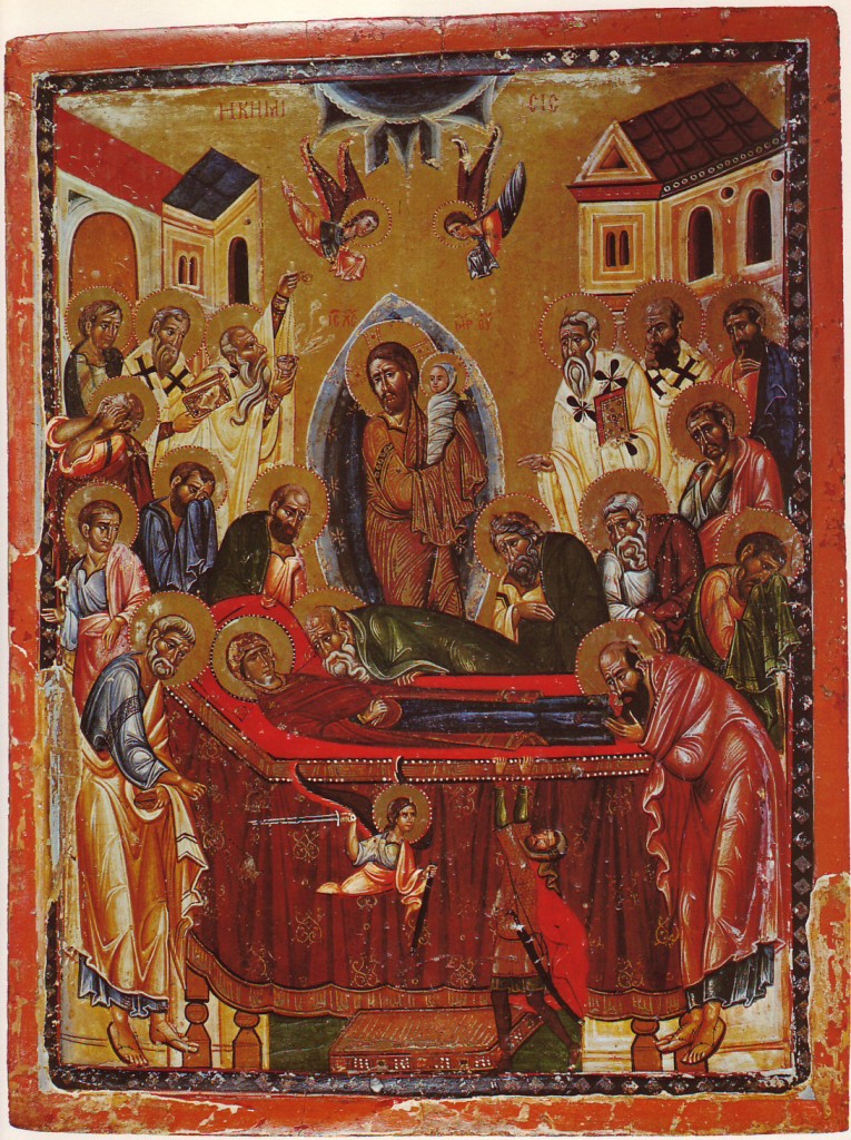 Scena Zaśnięcia Maryi, fresk z klasztoru Synaj, źródło: tumbrl.com