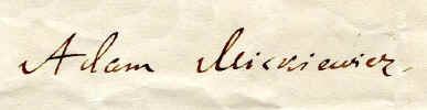 Odręczny podpis Adama Mickiewicza, źródło:RARA AVIS