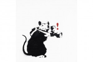 Banksy, Paparazzi Rat. Estymacja: $100,000-150,000. Źródło: Bonhams. 