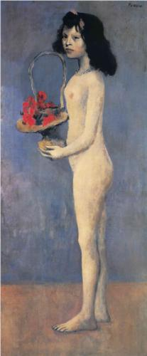 Pablo Picasso, Młoda dziewczyna z koszem kwiatów, 1905 rok, źródło: wikipaintings.org