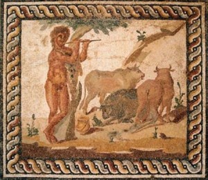   Mozaika rzymska wzorowana na obrazie hellenistycznym Pausjasa, Muzeum w Koryncie