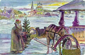Rosyjska bożonarodzeniowa pocztówka 1910, źródło: museumoflondonprints.com