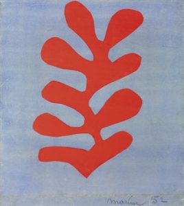 Henri Matisse "Algue rouge sur fond bleu ciel" (1952), źródło: Christie's