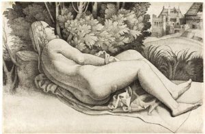 Giulio Campagnola, "Woman Reclining in a Landscape", Cleveland Museum of Art