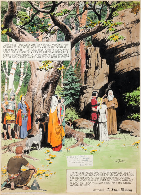 Hal Foster, Prince Valiant, Sunday Comic Strip, Wedding of Val, źródło: Heritage Auctions