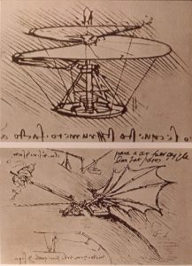 Leonardo da Vinci, projekt helikoptera i lotni