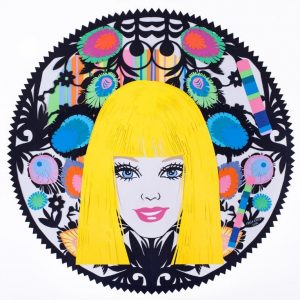 Kasia Kmita, Lalka, 100 x 100 cm, ręcznie wycinany papier kolorowy, 2012