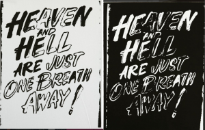 Andy Warhol, "Heaven and Hell are Just a One Breath Away (Positive/Negative)", 1985-86, 20 x 16 in. Źródło: Instagram