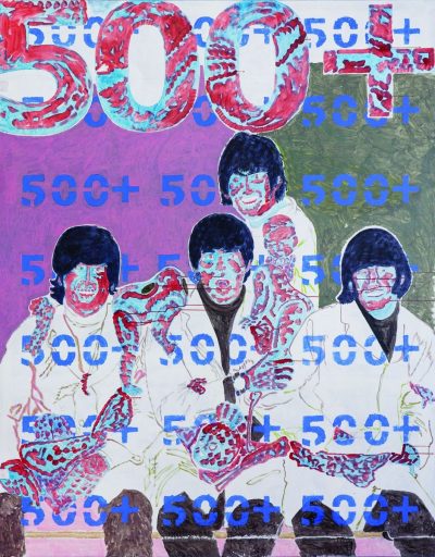 The Beatles [Mięso_ dzieci-lalki_ 500 +], 2016, 230 x 180 cm, tempera jajkowa na płótnie